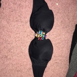 Black strapless Victoria’s Secret swim top